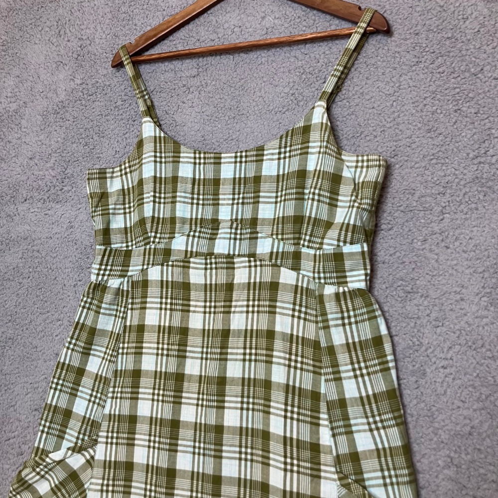 Horny Toad Organic Cotton Sleeveless Sun Dress L Olive Plaid Sustainable Cottage - Picture 6 of 8
